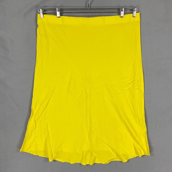 Ava & Viv Skirt Womens 2x Yellow Satin Midi A Line Elastic Waist Lightweight - Picture 2 of 12